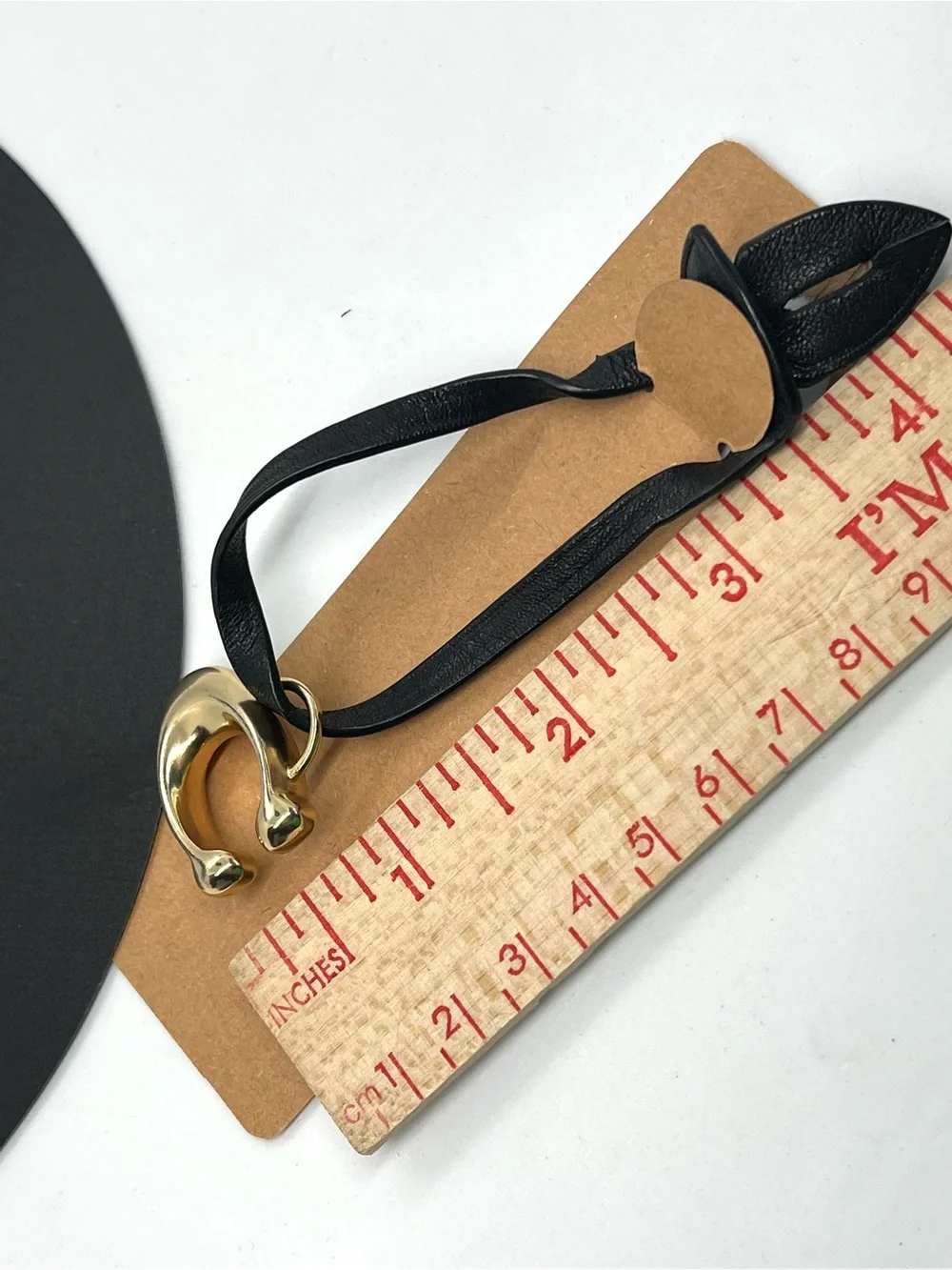 Coach Black Leather Loop Signature C Bag Charm Keychain Gold Tone Hangtag EUC